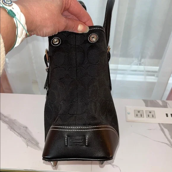 Vintage Coach Hamptons Black Signature Canvas Satchel Doctor Bag - Picture 4 of 8